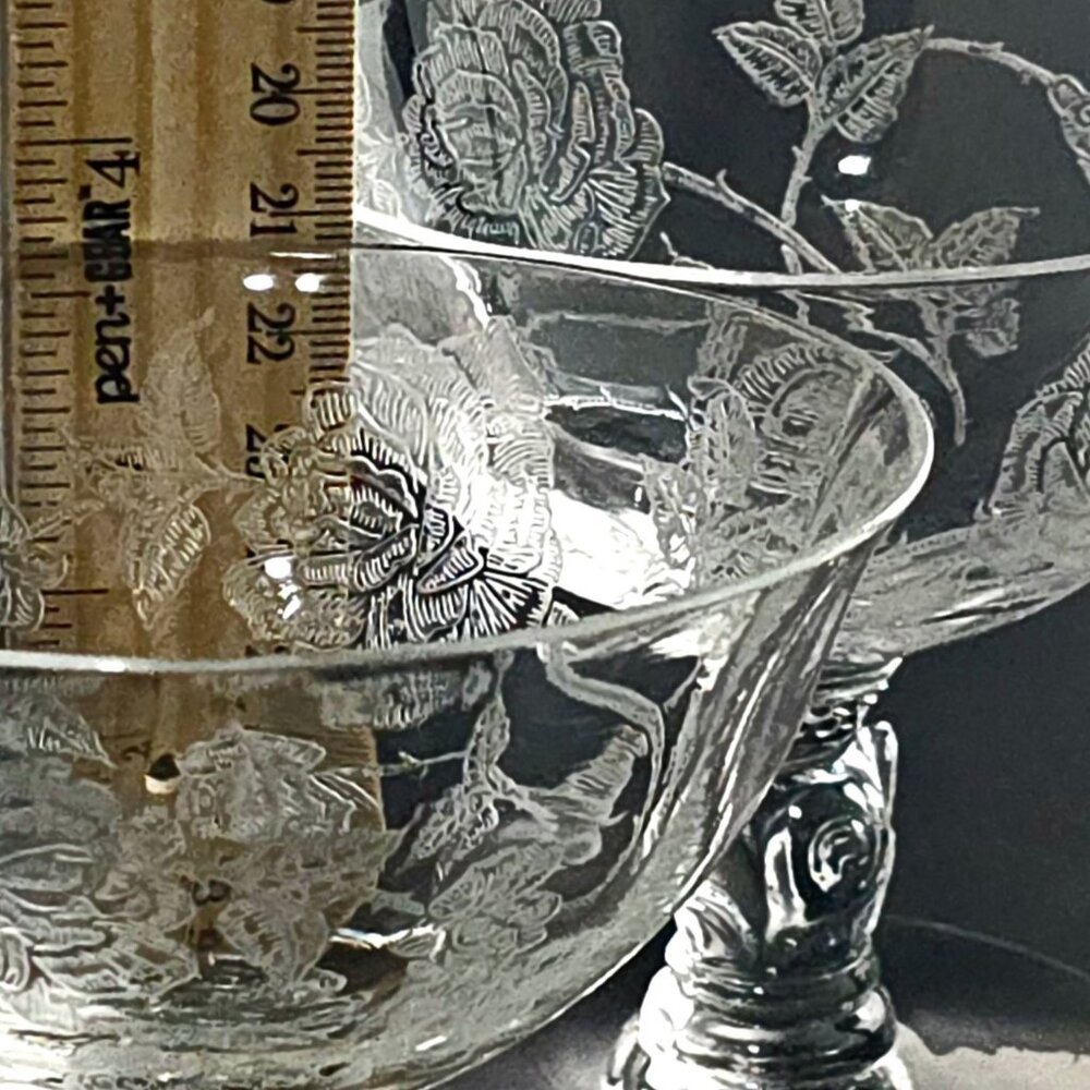 3 Heisey Rose Champagne Coupes 4.5" crystal vtg 1950s romantic vintage romance c - Picture 5 of 6